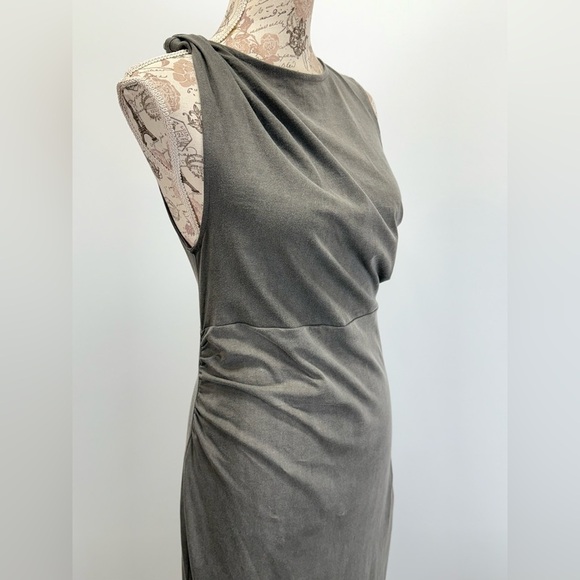 Topshop Gray Asymmetrical cutout ruched midi Dress size M - Picture 6 of 15